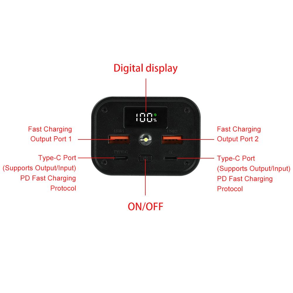 Коробка для хранения аккумуляторов 6x 12x 18650 Корпус DIY Power Bank Цифровой дисплей Двойной USB Быстрая зарядка Type C Интерфейс Держатель аккумулятора Корпус