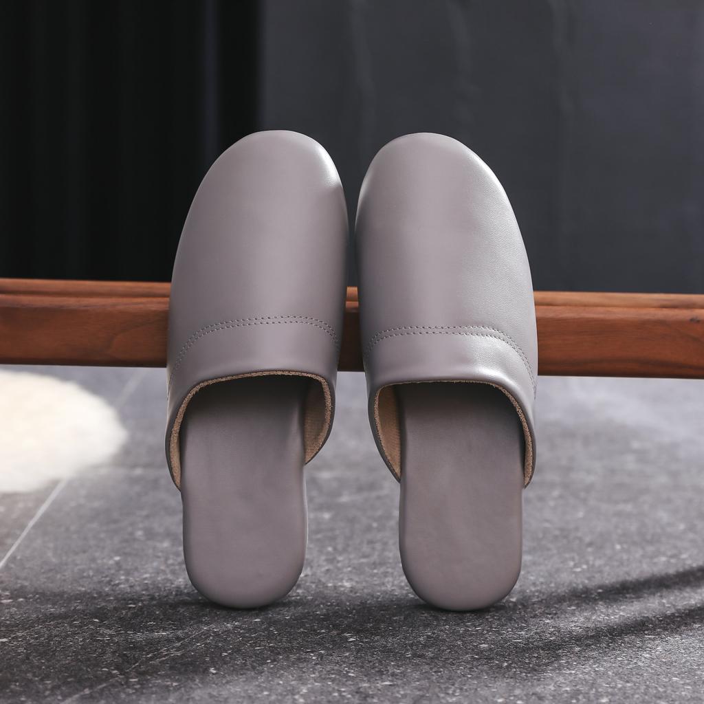 Модные мужские осенние домашние тапочки большого размера, унисекс, из натуральной кожи, удобные комнатные тапочки на плоской подошве
