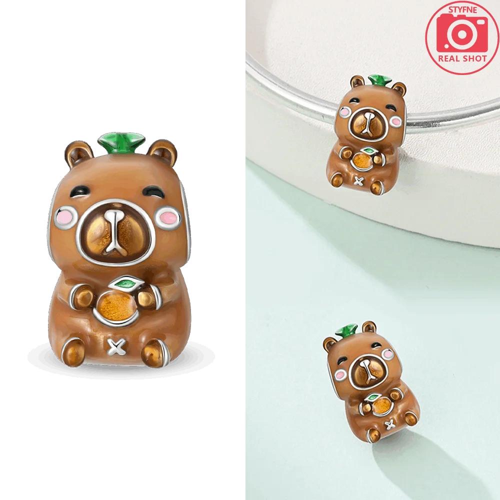 Изысканные коричневые цветы рыбы-фугу кошка животное собака медь оригинальные шармы бусины подходят для браслета женские украшения сделай сам подарок аксессуар