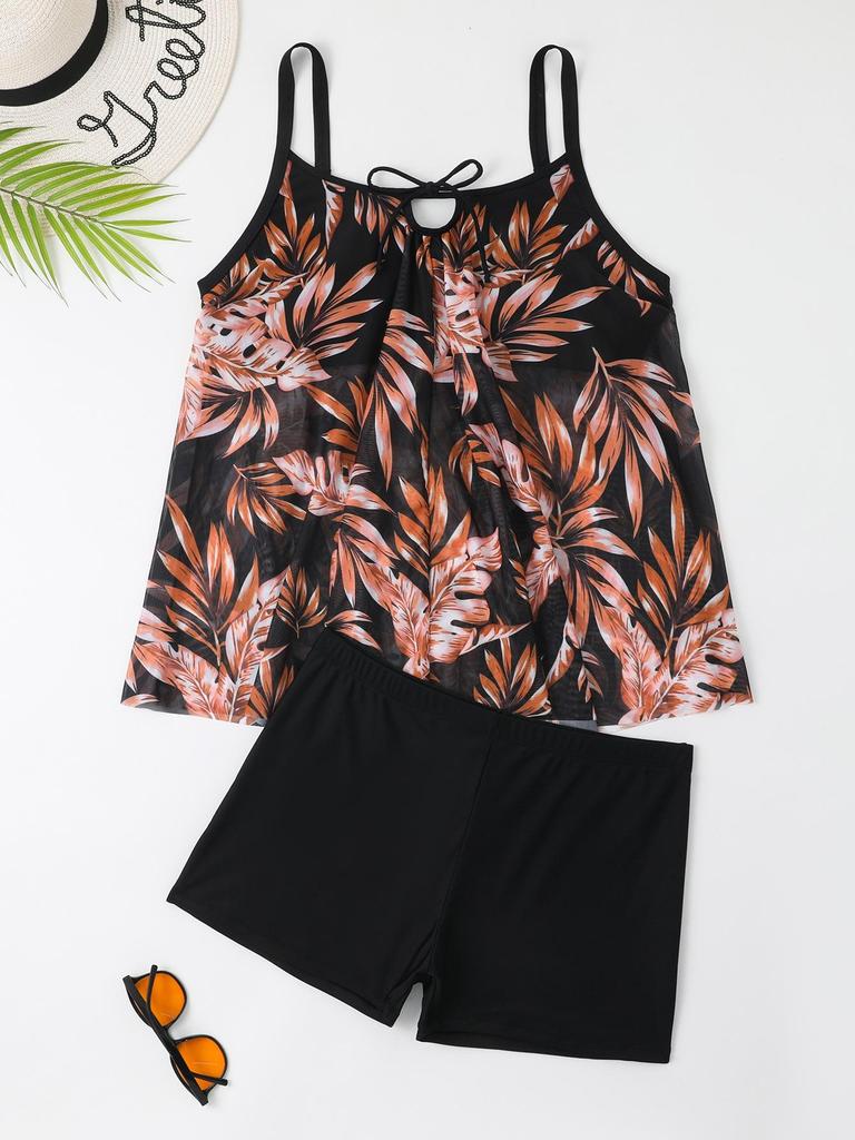 2024 Plus Size High Waist Tankini Two-Piece Women's Swimwear