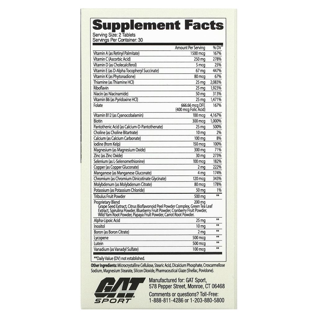 GAT Men's Multi+ Test, 60 Tablets