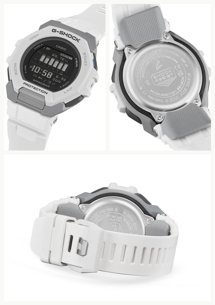 Casio Bluetooth Сделано из биомассы Белые часы G-Shock G-SQUAD, Пластик, GBD-300-7JF, Мужские,