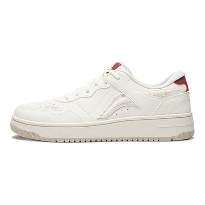 Li Ning Tianji Скользкие, износостойкие, увеличивающие рост, низкие кеды для скейтборда, мужские, белые с красным, AGCW065-5