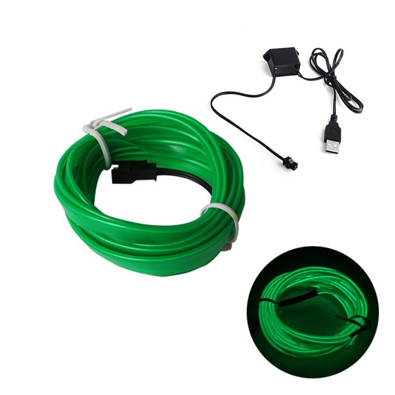 1-5M Neon String Strip Atmosphere EL Wire LED Light Car Interior Decor Lamp Flexible Neon Light USB Drive USB