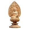 Hanro Art Carving Buddha Statue, Yakushi Nyorai, Made of Hinoki Wood with Flying Celestial Being Halo and Octagonal Base, Ideal for Health, Recovery
