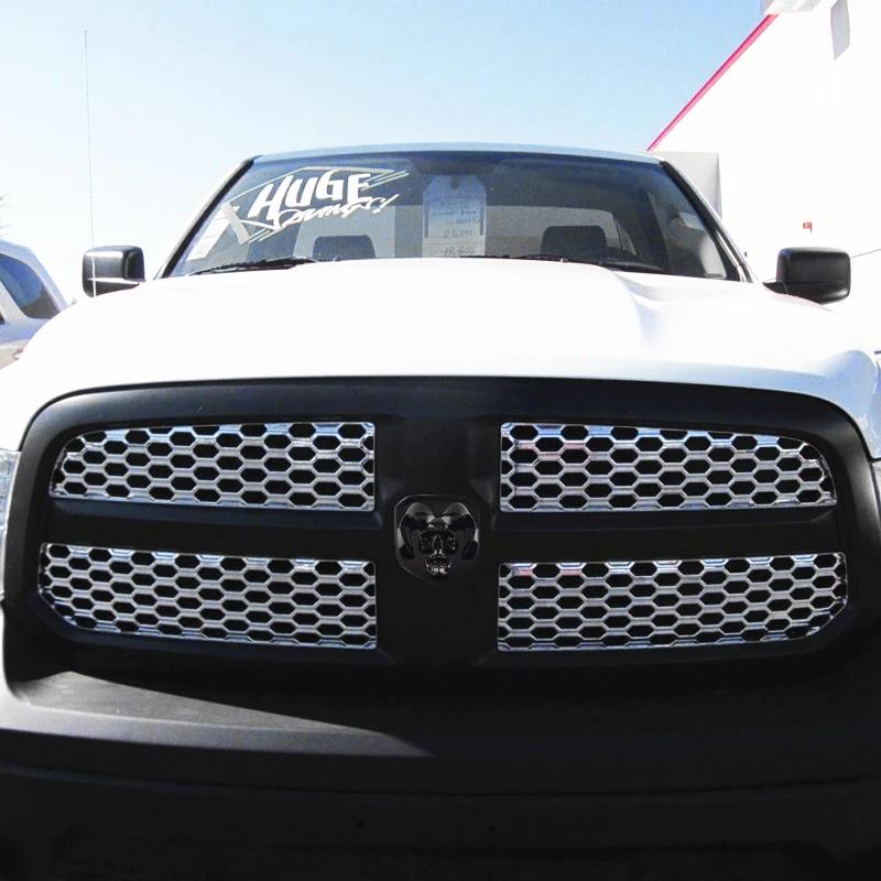 GXP1 Car Front Badge Tailgate Emblem for Dodge Ram 1500 2500 3500 HeavyDuty BigHorn 2010-2018 Skull ABS Car Sticker Pickup Decoration