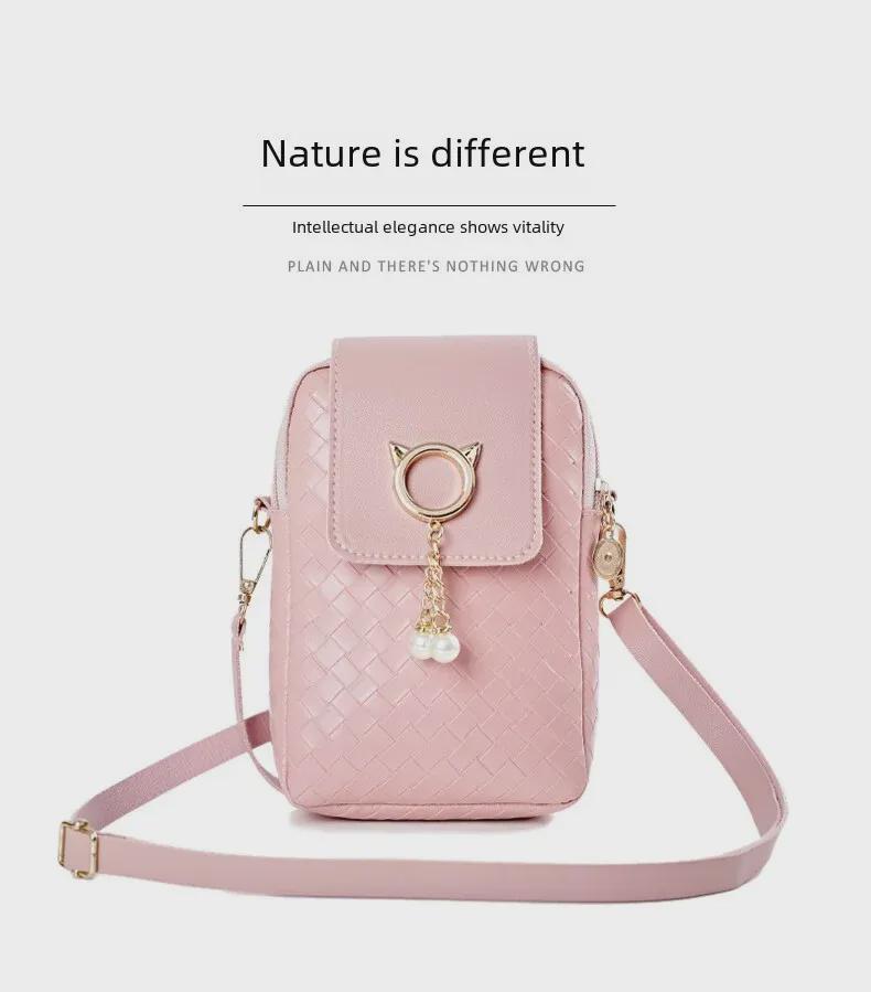 Женская сумка для мобильного телефона через плечо - модный кошелек для монет и мини-плетеная сумка 2022 года