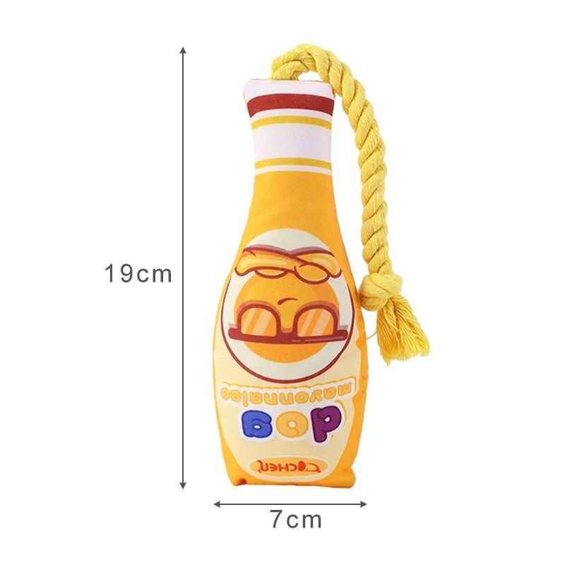 1 шт. забавная игрушка для собак в форме бутылки с джемом, хлопковая веревка, игрушки для домашних животных, устойчивые к укусам собак, скрипучие игрушки для жевания щенков, принадлежности для чистки зубов домашних животных