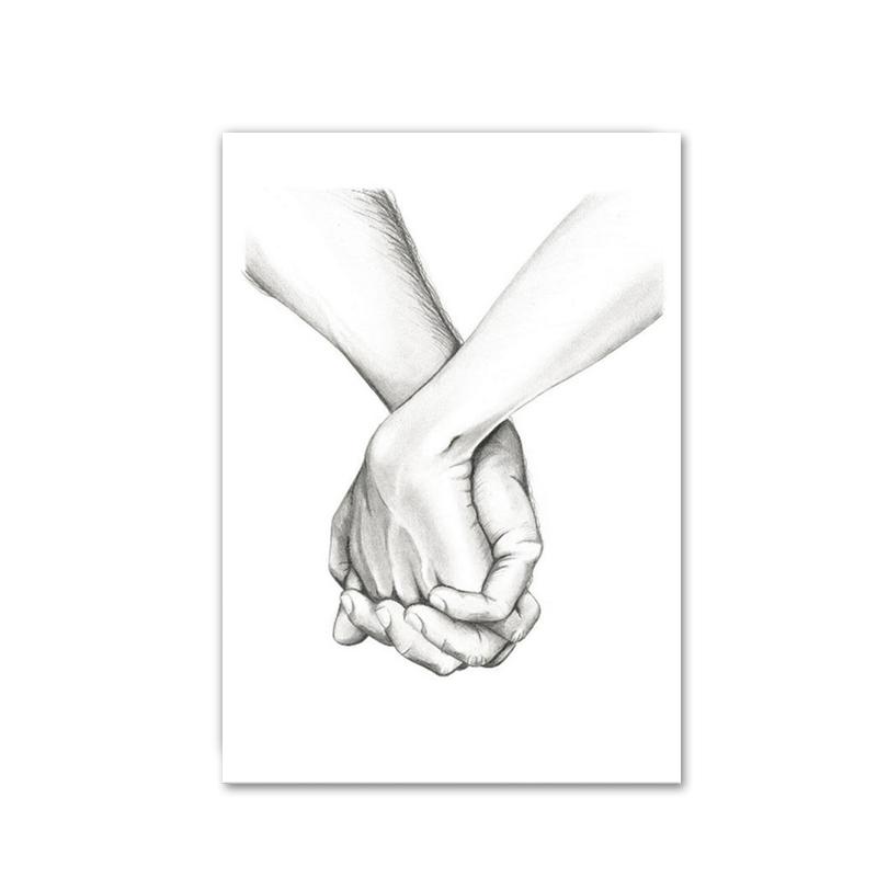 Черно-белый романтический плакат «рука об руку» с принтом на холсте, современная картина с цитатами о любви, настенная художественная картина для пар, влюбленных, декор комнаты