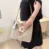 Bag Fashion Large Capacity Shoulder Bag Textured Straw Small Square Bag Flower Lace Woven Women'S Bag