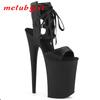 Women's High Heel Black Sandals with Thin Heels Tied with Fish Mouth Sandals Dance Shoes 20cm Heel 10cm Platform YKC