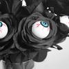 Halloween Eyeball Rose Black Fake Flower Single Stem With Eyeballs Ghost Festival Scary Party Decor Role Play Photobooth Props