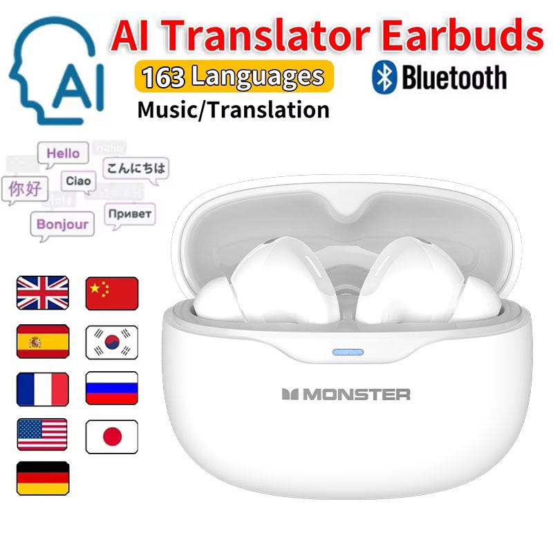 Monster TWS Openair AI Bluetooth Translation Earphones AI Intelligent 100+ languages Sports Earbuds with Mic