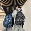 Graffiti Print Men Large Capacity Backpack Women Lightweight Schoolbag Nylon Student Backpack with Coin Purse