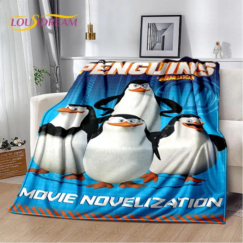 Милые пингвины из мультфильма «Мадагаскар» Плед, Мягкий плед для дома, спальни, кровати, дивана, пикника, путешествий, офиса, Покрывало, Подарок для ребенка
