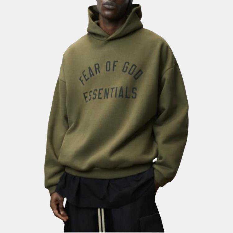 Fear of God Essentials Флисовая Толстовка Оливковый Мужские Топы Зеленый 192BT246254F