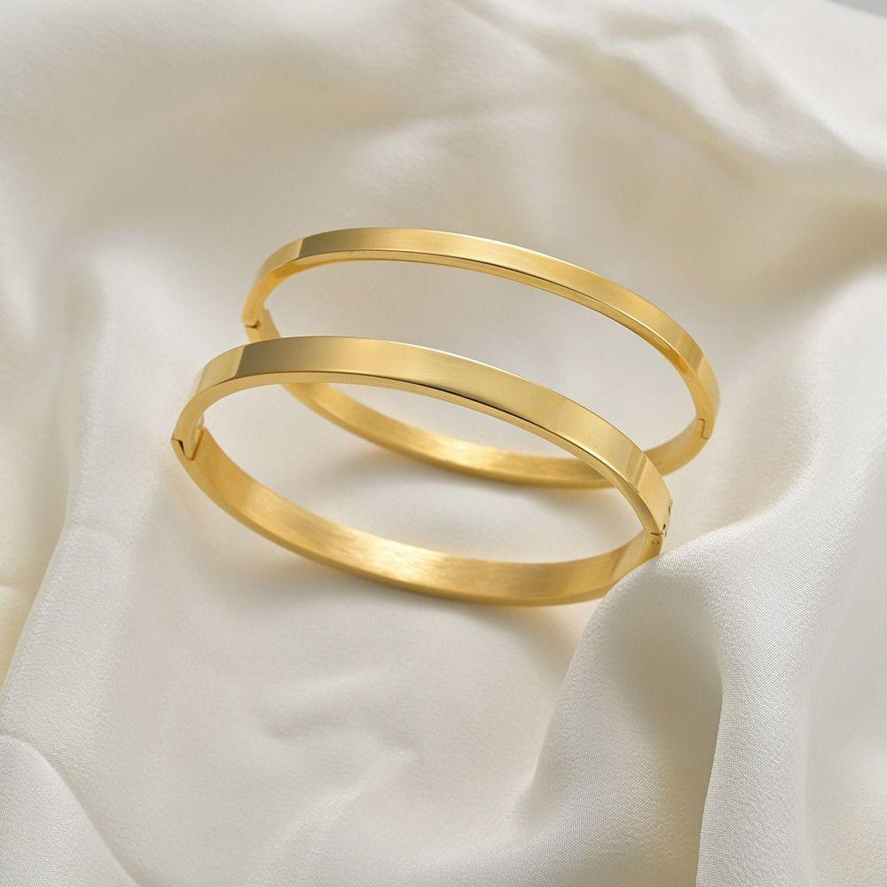 Steel Temperament Women Gift Decoration Simple Pulseras Cuff Bangles Couple Bangles Women Bracelets