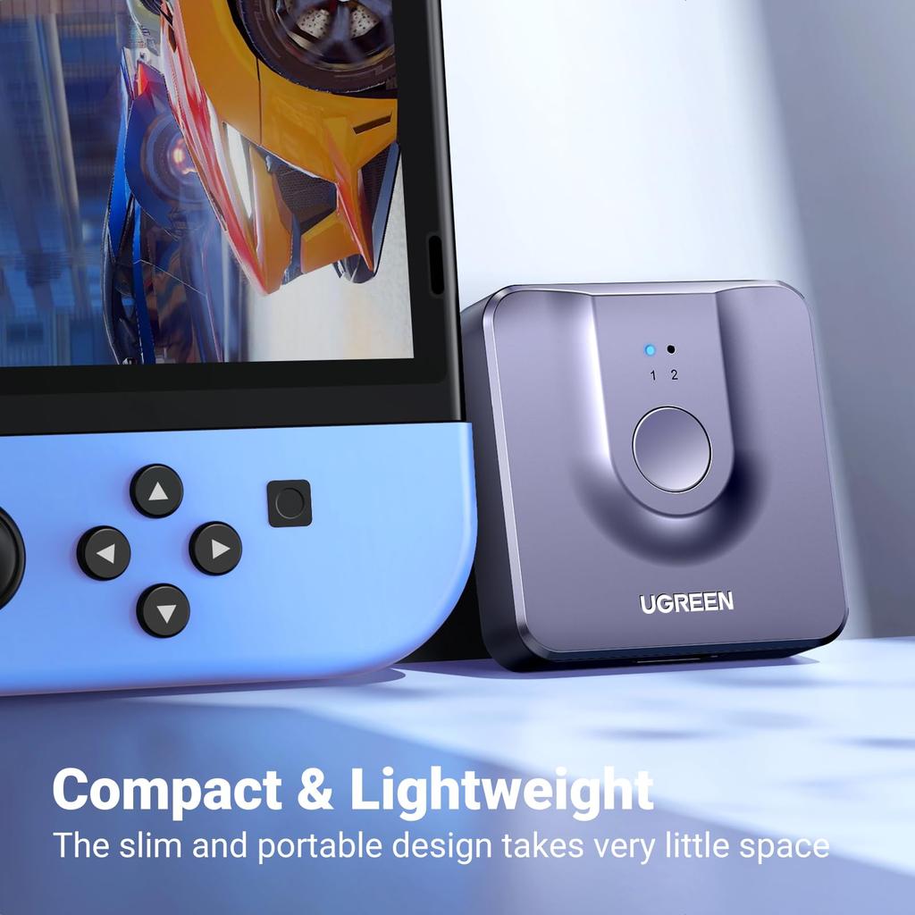 Ugreen HDMI Switcher 2 Input 1 Output HDMI Switcher HDMI Selector Bidirectional HDCP No Power Supply Required Suitable for TV Stick PC Player TV