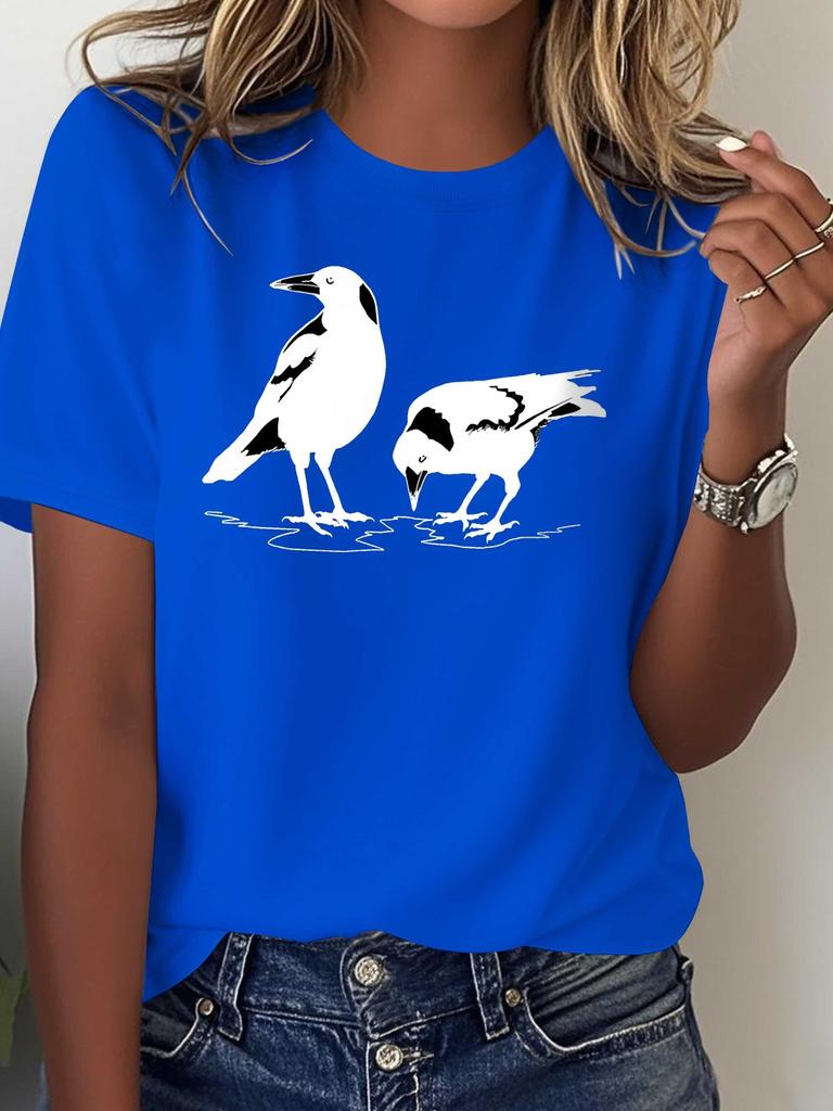 Australian Magpie Pure Cotton Womens Printed Tshirt Comfortable Casual Short Sleeve Suitable For Daily Street Photography Wear