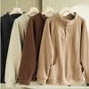 Женский свитшот Хлопок Оверсайз Флис Утепленный Свободный Круглый вырез Повседневный Пуловер С длинным рукавом Топ Свитшот