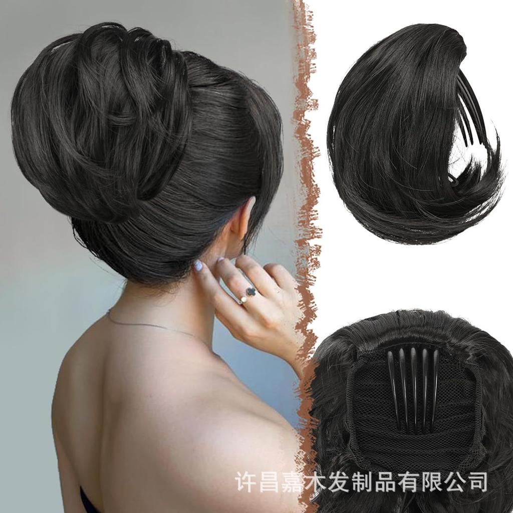 Женский 6-дюймовый короткий парик на кулиске с внутренними кнопками для хвостика, слегка завитый, пушистый