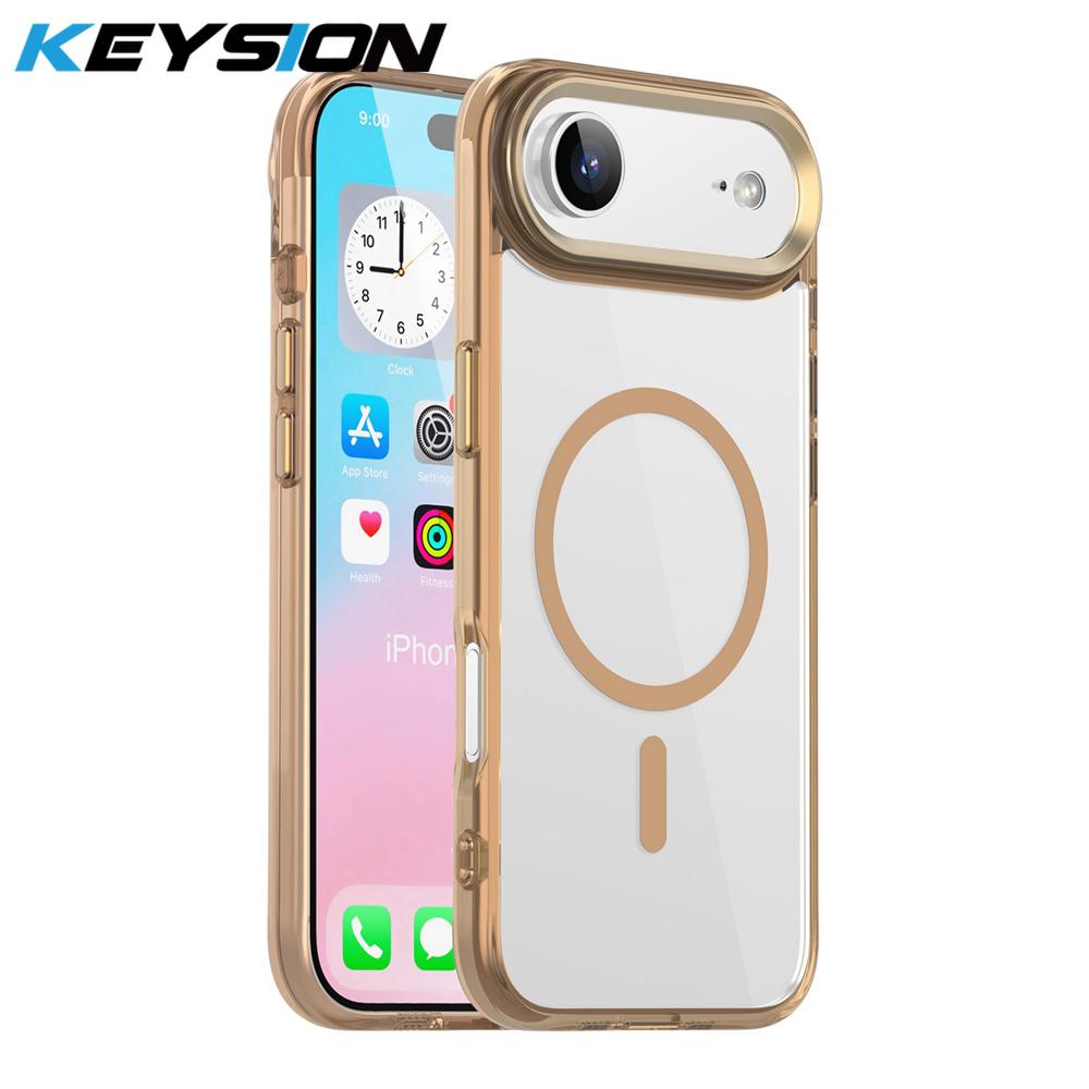 KEYSION Противоударный прозрачный чехол для MagSafe для iPhone 17 17 Air Мягкий ТПУ+ПК Магнитная беспроводная зарядка Телефон HD Прозрачная крышка
