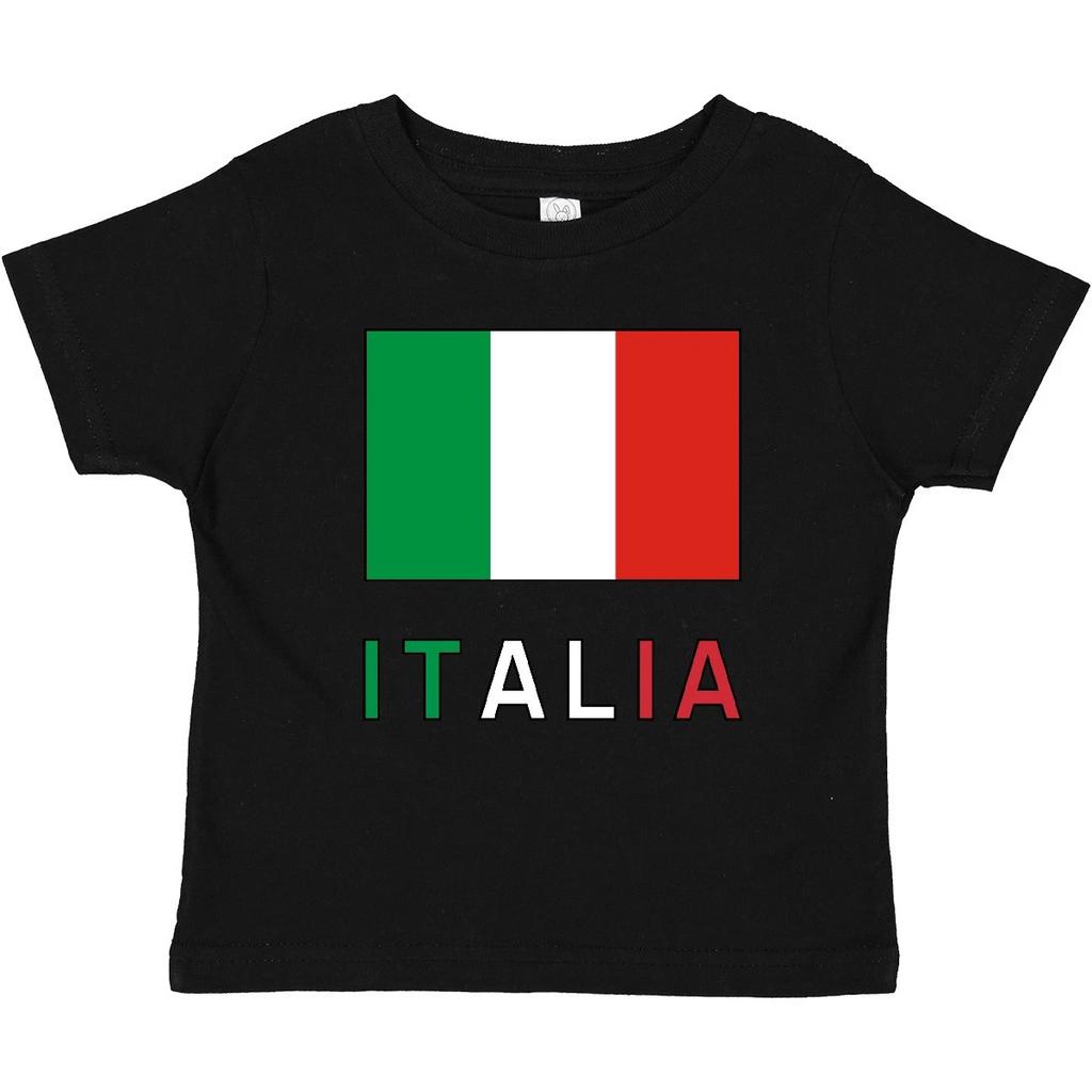 Inktastic Футболка для малыша с флагом Италии и надписью Italia - Черная обводка Итальянские футболки для младенцев