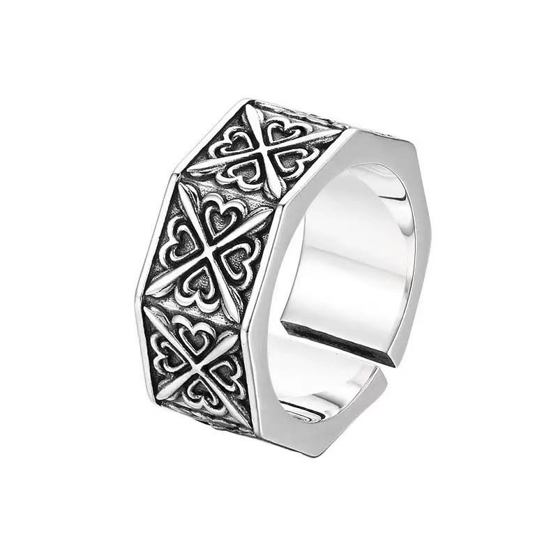 Adjustable Vintage Copper Ring With Intricate Motif Retro Bohemian Statement Jewelry Men Women