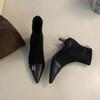 Fashion Fashion Thin Heels Ankle Modern Boots Shoes For Ladies Female Pointed Toe Footwear Flock Women Short Boots Zippers Shoes