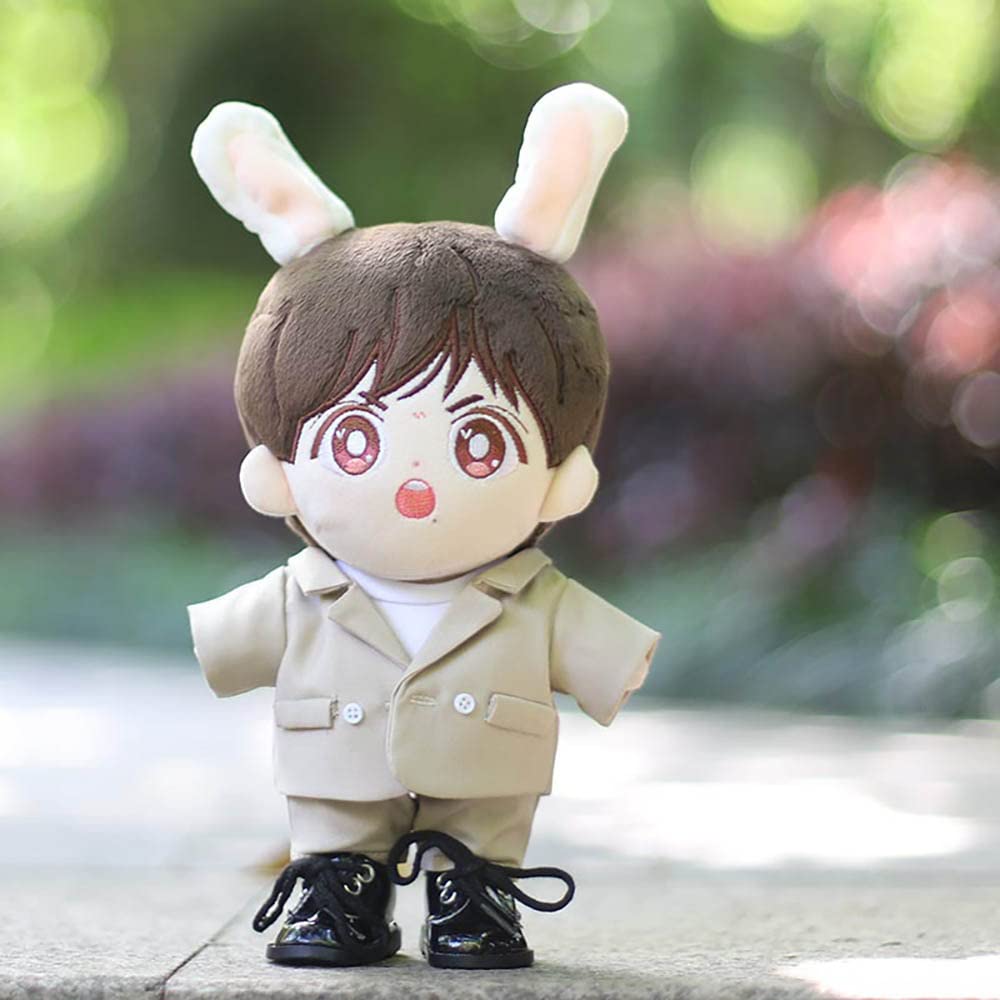 Nianniyhouse 20 см Кукольная одежда цвета молочного чая, костюм для плюшевых игрушек, топ, белые штаны, хлопковая кукольная одежда, детская кукольная одежда, футболка