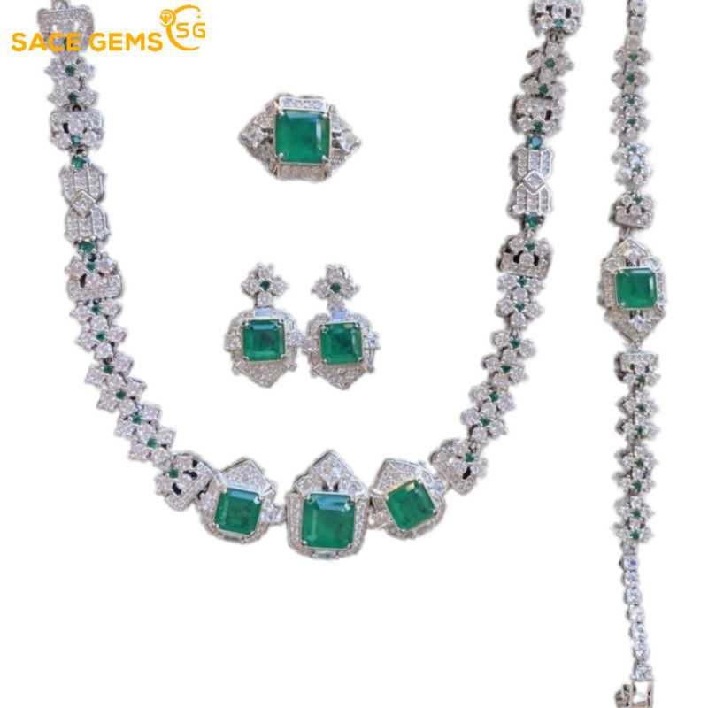 Sace Gems Классические серьги-кольца из медного сплава с цирконием, браслет, ожерелье, комплекты ювелирных изделий, подарки для свадебной вечеринки