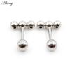 Alisouy 2PC нержавеющая сталь резьба три шарика фасоль женщины мужчины девушка серьги гвоздик хрящ винт серьги пирсинг ювелирные изделия