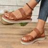 2024 Summer Women's Brown Rope Flat SandalsSize42 Thick Sole Sandals for Women Lightweight Anti-Slip Beach Sandalias De Mujer