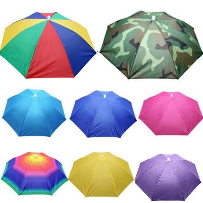 Foldable Hat Umbrellas Outdoor Unisex Sun Rain Cap Fishing Beach Camping Head Hats Camouflage Rainbow Headwear