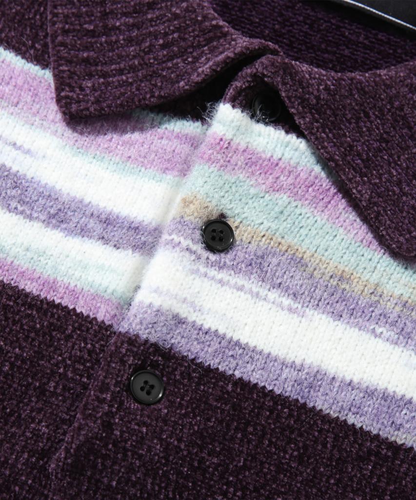 TRILLION Gradient Stripe Velvet Collar Knit_Purple