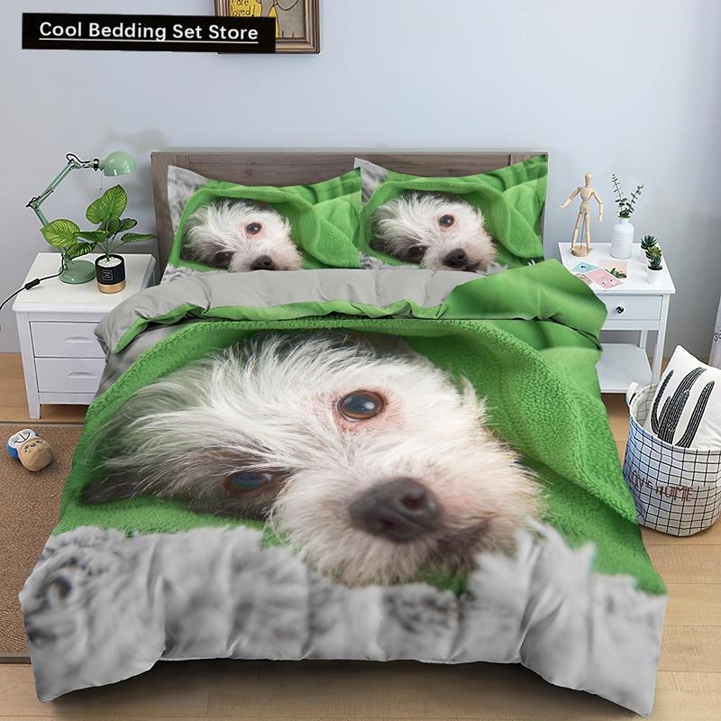 Animal Dog Duvet Cover King Queen Size Kids Cute Pet Puppy Them Bedding Set Corgi Golden Retriever 2/3pcs Polyester Quilt Cover