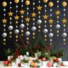 Christmas Pendant Double Mirror Gold Star Garlands Merry Christmas Party Drop Ornaments Happy New Year 2025 Party Decor For Home
