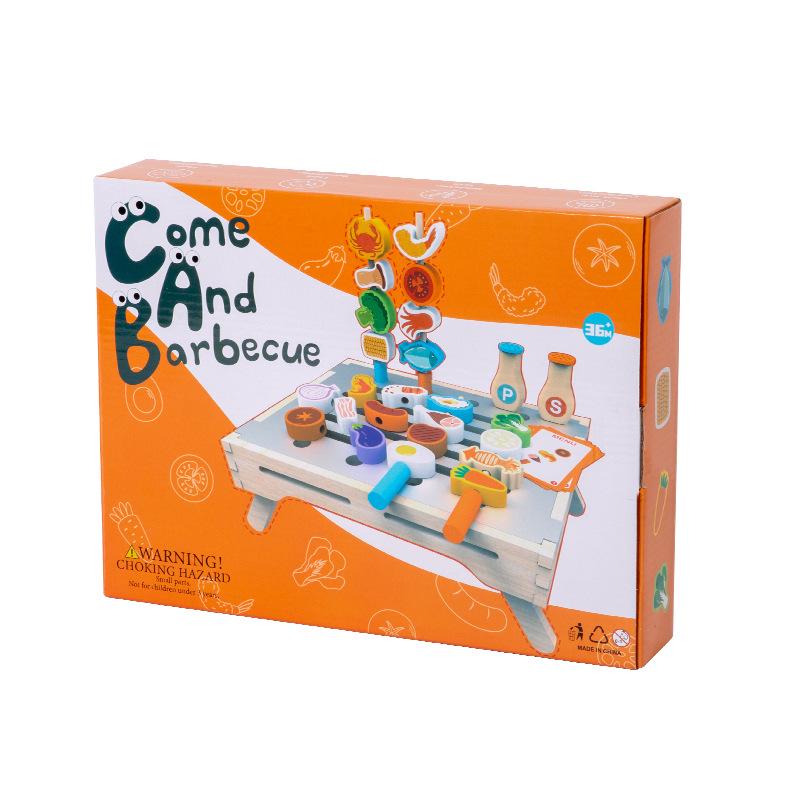 Детский деревянный игровой кухонный набор для игр через границу: Многофункциональная имитация решетки для барбекю для ролевых игр и обучения родителей и детей