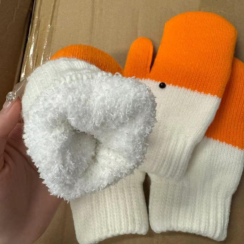 Творческие забавные вязаные перчатки Big Goose женские зимние теплые на флисовой подкладке утолщенные холодостойкие студенческие варежки для верховой езды