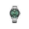 Серия Eco-Drive Зеленый Призрак Воды Солнечные Кварцевые Мужские Часы на Стальном Браслете Зеленый Циферблат AW1526-89X