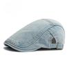 Men Washed Denim Beret Retro Flat Cap Spring Autumn Thin Newsboy Hat Women Casual Adjustable Duckbill Cap Trendy Cabbie Hat
