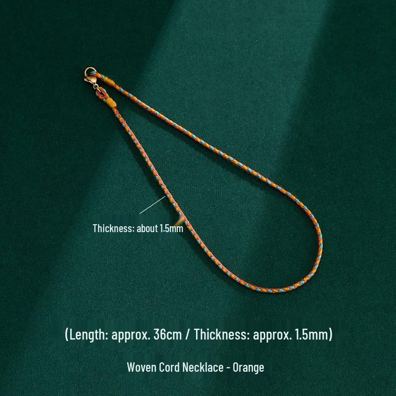 Плетеное колье ручной работы: Красочный мягкий веревочный шнурок и женская ключичная цепочка с подвеской