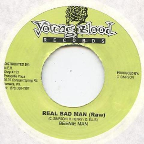 7-дюймовая пластинка BEENIE MAN - Real Bad Man Young Blood 2003 Ямайка Регги, Ска и Даб
