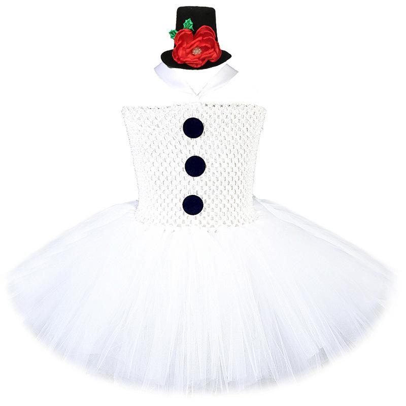 Christmas Snowman Mesh Skirt Girls Dress Suit Children Tutu Skirts
