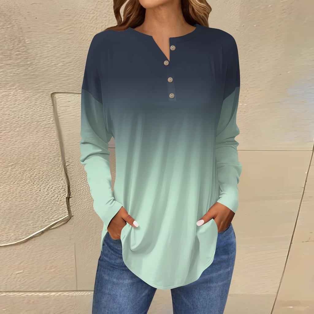 Женские блузки Повседневные футболки в стиле хиппи с длинным рукавом Милые топы с цветочным принтом Туники Топы с пуговицами и круглым вырезом Толстовки