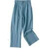 Women's Summer Casual Cotton and Linen Pants, Student High Waisted Loose Straight Leg Pants
