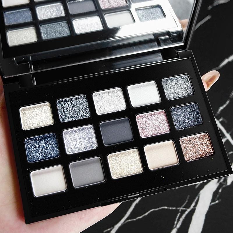 Sweet Cool 15 Colors Eyeshadow Palette Pearlescent Burst Flash Black Gray Super Fire Pure Desire Broken Diamond Punk Smoky Makeup Eyeshadow Palette