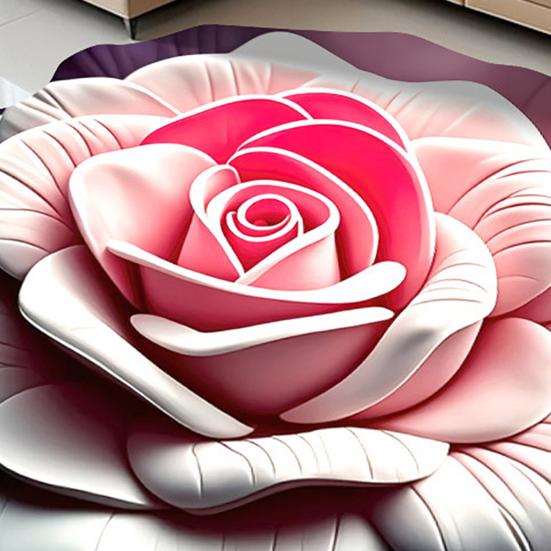 Peony Floor Mat 3D Visual Effect Floral Rug Absorbent Bathroom Mat