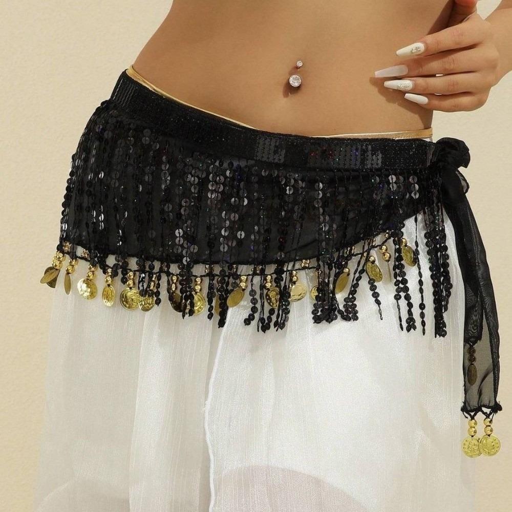 Comfortable Fringes Hip Scarf Sequins Waist Chain Stylish Belt Waist Skirt Yoga-Friendly