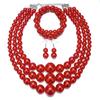 Simulated Pearls Necklace Bracelet Earrings Jewelry Sets Women Indian Statement Collar Choker
